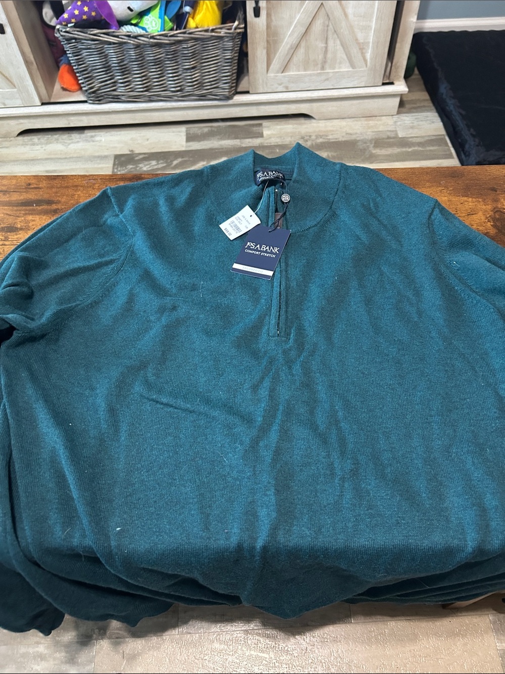 Men's Teal Half-Zip Pullover Sweater